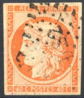 [O SUP] N° 5, 40c Orange, Belles Marges - Superbe Obl Losange "bâton" De Paris 'DS2' - Cote: 500€ - 1849-1850 Cérès