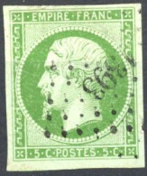 [O SUP] N° 12, 5c Vert TB Margé Et Belle Fraîcheur - Cote: 100€ - 1853-1860 Napoleone III