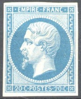 [* SUP] N° 14B, 20c Bleu Claur (type II), Belles Marges - Grande Fraîcheur. Superbe - Cote: 550€ - 1853-1860 Napoleone III