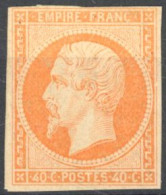 [* TB] N° 16, 40c Orange, Bien Margé Et Très Frais - Signé Brun - Cote: 3900€ - 1853-1860 Napoleon III