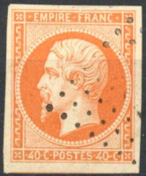 [O SUP] N° 16, 40c Orange - Belles Marges - Cote: 22€ - 1853-1860 Napoleon III