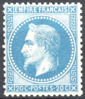 [* SUP] N° 29B, 20c Bleu, Joli Centrage - Grande Fraîcheur - Cote: 300€ - 1863-1870 Napoleone III Con Gli Allori