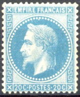 [(*) SUP] N° 29B, 20c Bleu - Excellent Centrage. Grande Fraîcheur - Cote: 100€ - 1863-1870 Napoleon III Gelauwerd