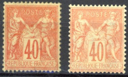 [* SUP] N° 94+94f, 40c Orange Et Orange Pâle - Toux Deux Regommés. Cote *350 € - 1876-1878 Sage (Type I)