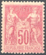 [* SUP] N° 104, 50c Rose (I), Légère Trace - Grande Fraîcheur - Cote: 400€ - 1876-1878 Sage (Type I)