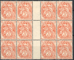 [** SUP] N° 109a, 3c Rouge-orange En Bloc De 12 - Interpanneau - 1900-29 Blanc