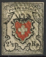 [O TB] N° 16, 2,5r Noir Et Rouge, Obl Légère - Margé - Cote: 1700€ - Usati