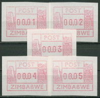 Simbabwe 1985 Automatenmarken Satz 5 Werte Papier Rauh, Hell ATM 1y Postfrisch - Zimbabwe (1980-...)