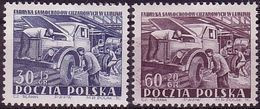 1953 Poland, Mi 793 - 794, Industralization, Auto, Car Factory Tire Slania II Issue, MNH** - Neufs