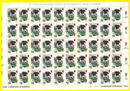 ITALIA 1994 MILAN FOGLIO CALCIO SOVRASTAMPATO COPPA CAMPIONI IN ORO RRR N.0207 - Blocks & Kleinbögen