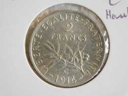 France 2 Francs 1914 C HAUT SEMEUSE (780) Argent Silver - 2 Francs