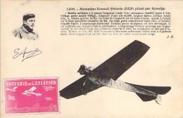 Vignette Rouge Souvenir De L'Aviation Sur Carte Du Monoplan Ernault Pelterie - Aviación