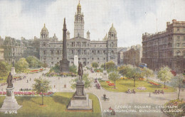 CC47. Vintage Postcard. George Square, Cenotaph And Municipal Buildings, Glasgow - Lanarkshire / Glasgow