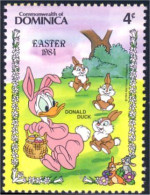 308 Dominica Disney Donald Easter Rabbit Lapin Paques MNH ** Neuf SC (DMN-31b) - Lapins