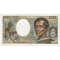 France, 200 Francs, Montesquieu, 1982, A.011, TTB+, Fayette:70.2, KM:155a - 200 F 1981-1994 ''Montesquieu''