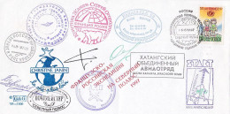 Philatélie Polaire--1997--Parallèle 90--timbre  Et Nombreux Cachets Russes Et Signatures ..beau Document - Stations Scientifiques & Stations Dérivantes Arctiques