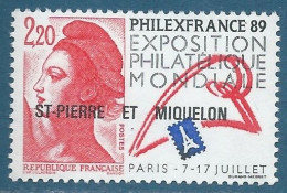Saint-Pierre Et Miquelon N°489 Philexfrance'99 Surchargé Neuf** - Unused Stamps
