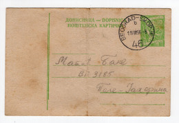 1956. YUGOSLAVIA,SERBIA,KRALJEVO TO PALE SARAJEVO,TPO 46 BEOGRAD - SKOPJE,STATIONERY CARD,USED,FOLDED - Postwaardestukken