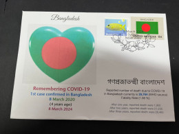 8-3-2024 (2 Y 27) COVID-19 4th Anniversary - Bangladesh - 8 March 2024 (with Bangladesh UN Flag Stamp) - Malattie