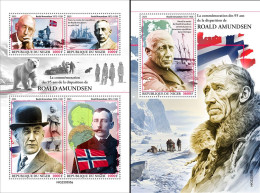 Niger 2023, Explorers, Amundsen, Ship, 4val In BF+BF - Polar Explorers & Famous People