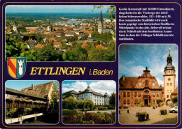 73923199 Ettlingen Stadtpanorama Marktplatz Rathaus Holzbruecke - Ettlingen