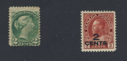 2x Canada MH Stamps #36-2c MH F #140-2c/3c 2-lines MH GD VF Guide Value = $80.00 - Nuevos