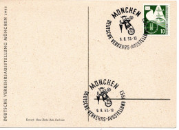 75869 - Bund - 1953 - 10Pfg Verkehrsausstellung EF A AnsKte SoStpl MUENCHEN - DEUTSCHE VERKEHRSAUSSTELLUNG 1953 - Covers & Documents