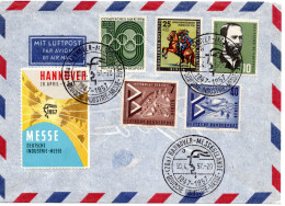 75871 - Bund - 1957 - MiF A Umschlag (u Schuerfung) SoStpl HANNOVER - DEUTSCHE INDUSTRIE-MESSE - Storia Postale