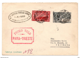 1926 Pavia/Trieste Del 1 Aprile - Aerogramma Del Primo Volo SISA - Poststempel (Flugzeuge)