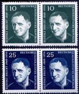 Bertolt Brecht, Poet, Playwright, Theatre Director, Germany 1957 MNH 2v In Pair - Writers