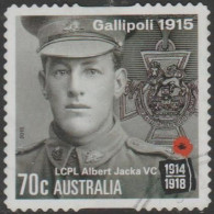 AUSTRALIA - DIE-CUT - USED - 2015 70c Centenary Of WWI 1915: - Gallipoli - LCPL Albert Jacka VC - Soldier - Usados