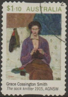 AUSTRALIA - DIE-CUT - USED - 2020 $1.10 ANZAC Day - Paintings - "The Sock Knitter" 1915 AGNSW - Usados