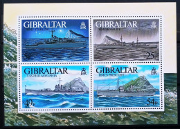 GIBRALTAR - IVERT 776/79 HOJA BLOQUE Nº 25 NUEVOS ** - BARCOS DE GUERRA - Gibraltar