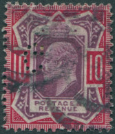 Great Britain 1902 SG256 10d Purple And Scarlet KEVII Perfin FU - Non Classificati