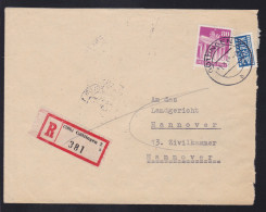 Bauten 80 Pfg. Auf R-Brief Ab Göttingrn 31.1.52 Nach Hannover,  - Lettres & Documents