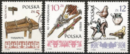 Poland 1985 - Mi 2979/81 - YT 2791/93 ( Folk Musical Instruments ) - Oblitérés