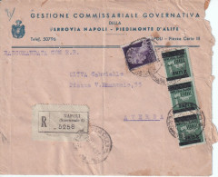 13/11/1945 - Raccomandata Da Ferrovia Napoli Piedimonte D'Alife Ad Aversa - Affrancata 7 Lire - Storia Postale