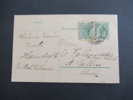 Österreich / Tschechien 1908 GA 5 Heller Mit Zusatzfrankatur Haindorf Deutsch Böhmen - St. Gallen In Der Schweiz / Ausla - Tarjetas