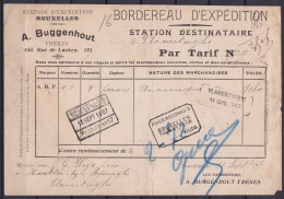 Bordereau D'expédition "Station D'expédition Buggenhout Frères" Càd [BRUXELLES / TOUR ET TAXIS /13 SEPT 1907/ PESEUR N°1 - Other & Unclassified