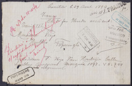 Bordereau Du Brasseur Veys Càd Départ [COURTRAI /29 AOUT 1899] Pour Envoi De Houblon Via "Ch. De Fer Flandre Occidentale - Andere & Zonder Classificatie