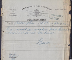 Télégramme Déposé à BOEZINGHE (Boezinge) - Càd Arrivée [VLAMERTINGHE /3 JANV. 1884] - Telegrams