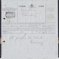 Télégramme Déposé à LONDON - Càd Arrivée [VLAMERTINGHE 1 /10 SEP 1914] - Début De Guerre ! RRR ! - Zone Non Occupée