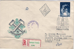 1956-Ungheria Hungary Magyar Lettera Raccomandata Illustrata Diretta In Italia A - Hojas Completas