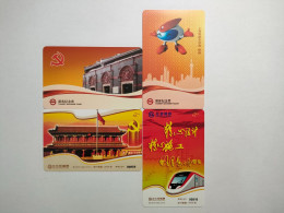 China Transport Cards,Joint Issue,90th Anniversary Of The Founding Of The Party,metro Card,beijing,shanghai,5000ex,(4pcs - Sin Clasificación