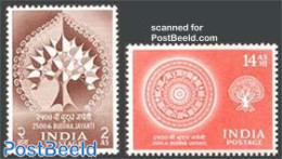 India 1956 Buddha 2v, Unused (hinged), Religion - Religion - Unused Stamps