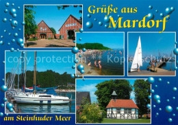 73236055 Mardorf Steinhuder Meer Seebruecke Strand Dorfkirche Segelboote Mardorf - Steinhude