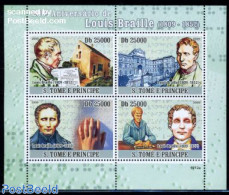 Sao Tome/Principe 2009 Louis Braille 4v M/s, Mint NH, Health - Disabled Persons - Handicap