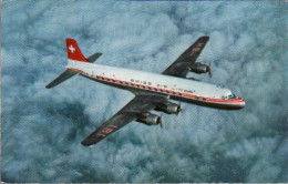 ! Ansichtskarte Swissair, Propeller Flugzeug, Transatlantic DC-6 B, Propliner, Schweiz - 1946-....: Era Moderna