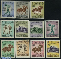 Afghanistan 1962 Asian Games 11v Imperforated, Mint NH, Nature - Sport - Horses - Football - Olympic Games - Sport (ot.. - Pesistica