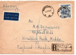 75907 - Polen - 1956 - Zl.1,55 Luftpost EF A R-LpBf WARSZAWA -> Grossbritannien - Briefe U. Dokumente